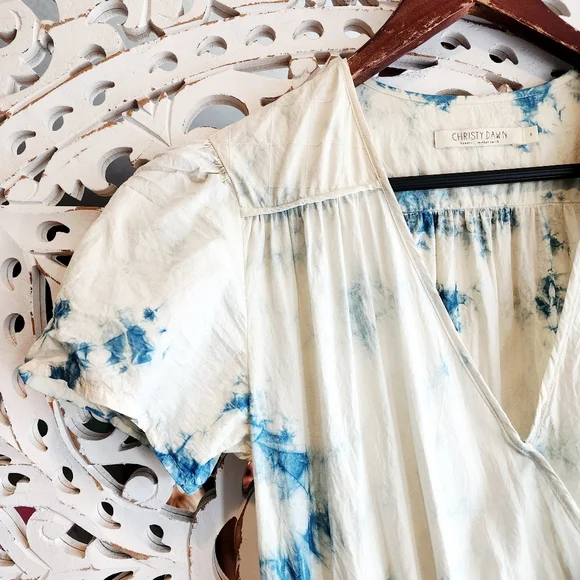 CHRISTY DAWN TIE-DYE  BLUE/WHITE PRINT MIDI PULL-ON DESIGN SZ SMALL - Picture 10 of 16